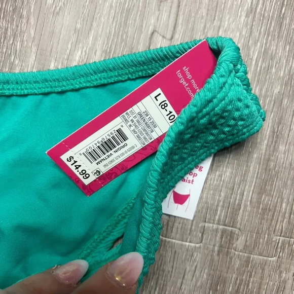 NWT Xhilaration Juniors Green High Leg Bikini Bottom Size Large - Picture 2 of 4